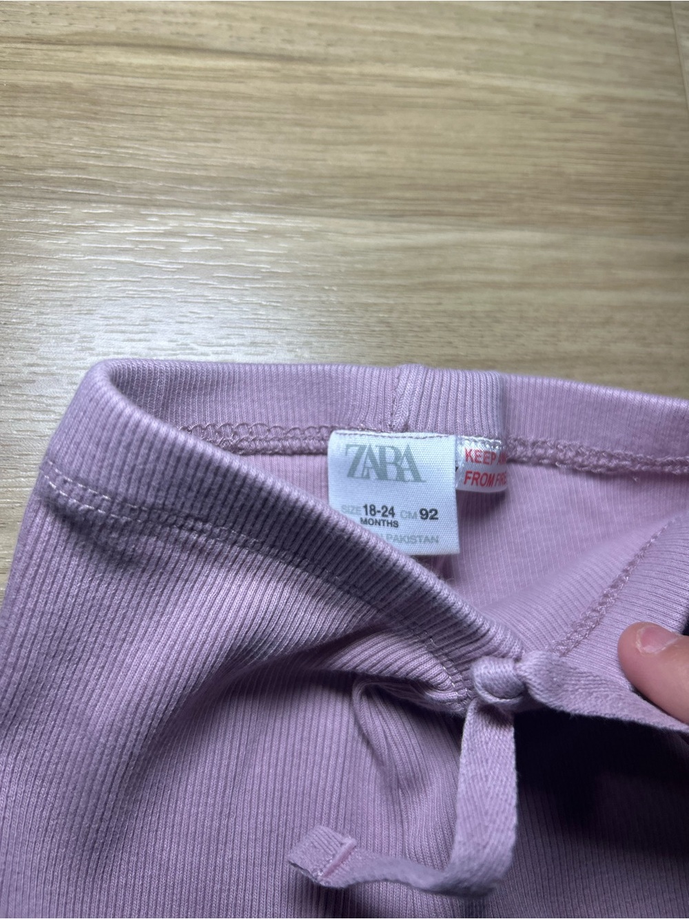 Zara Ribbed Kids Leggings in Light Pink - Picture 2 of 3